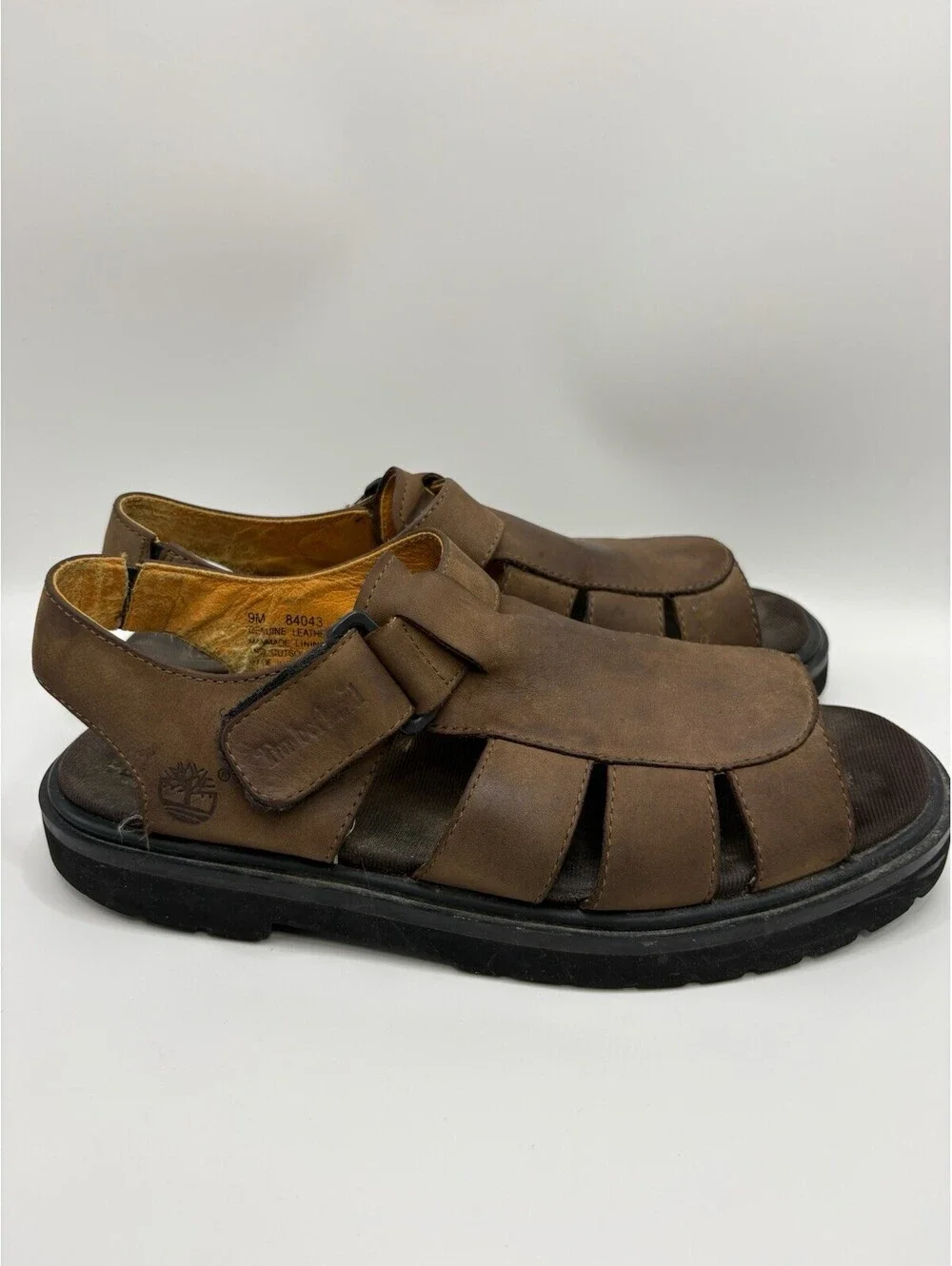 TIMBERLAND Sandals Mens Size 9M Brown Leather Fisherman Open Toe Outdoor 84043